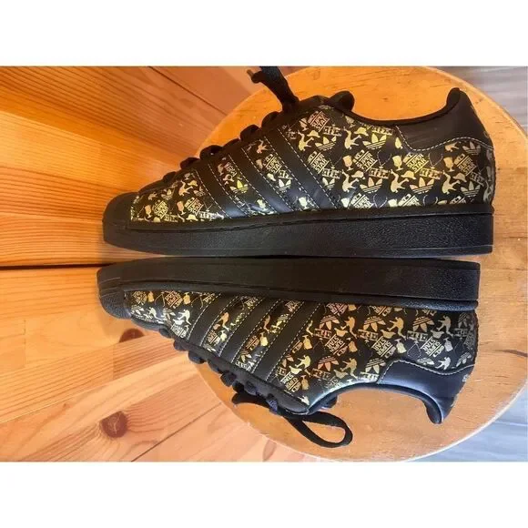 Adidas Superstar II Mens Casual Shoes 077611 SIZE 7 BLK/GOLD